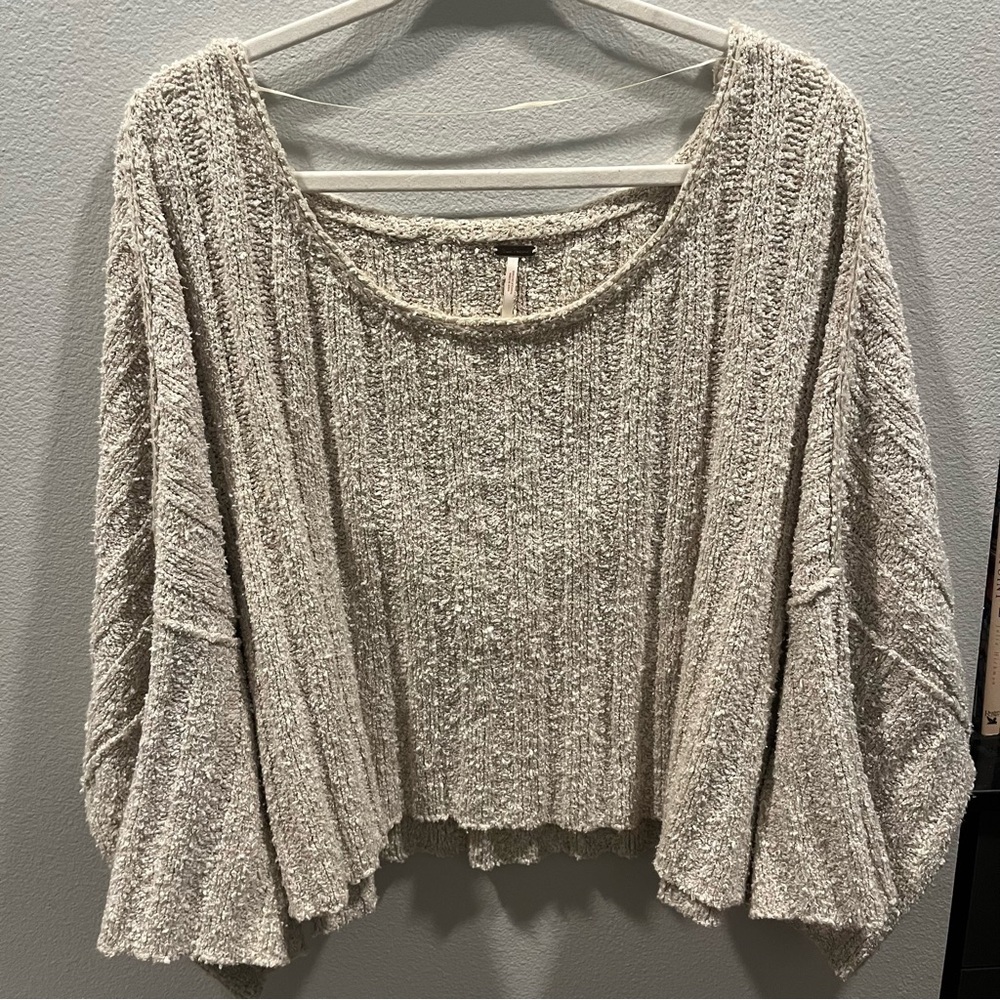 Free People Cream Cropped Sweater